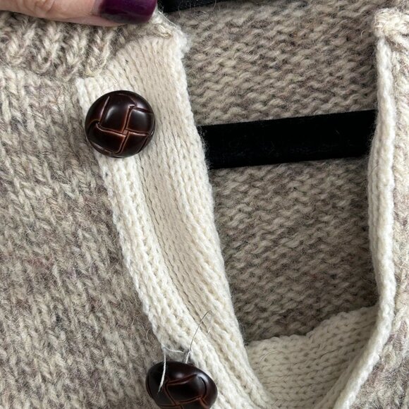 Scottish Isle Men's Oatmeal Heather Henley Wool Blend Sweater Size Medium USA - Picture 3 of 6